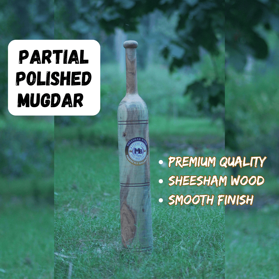 Polished Mugdar made from premium Sheesham wood, featuring a smooth finish and traditional design, ideal for fitness and exercise, 3kg-25kg.